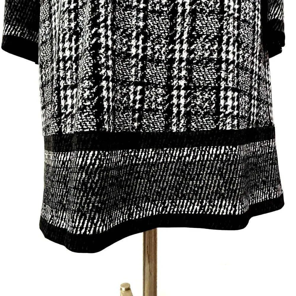Michael Kors black & white dress houndstooth print keyhole neckline Size XS